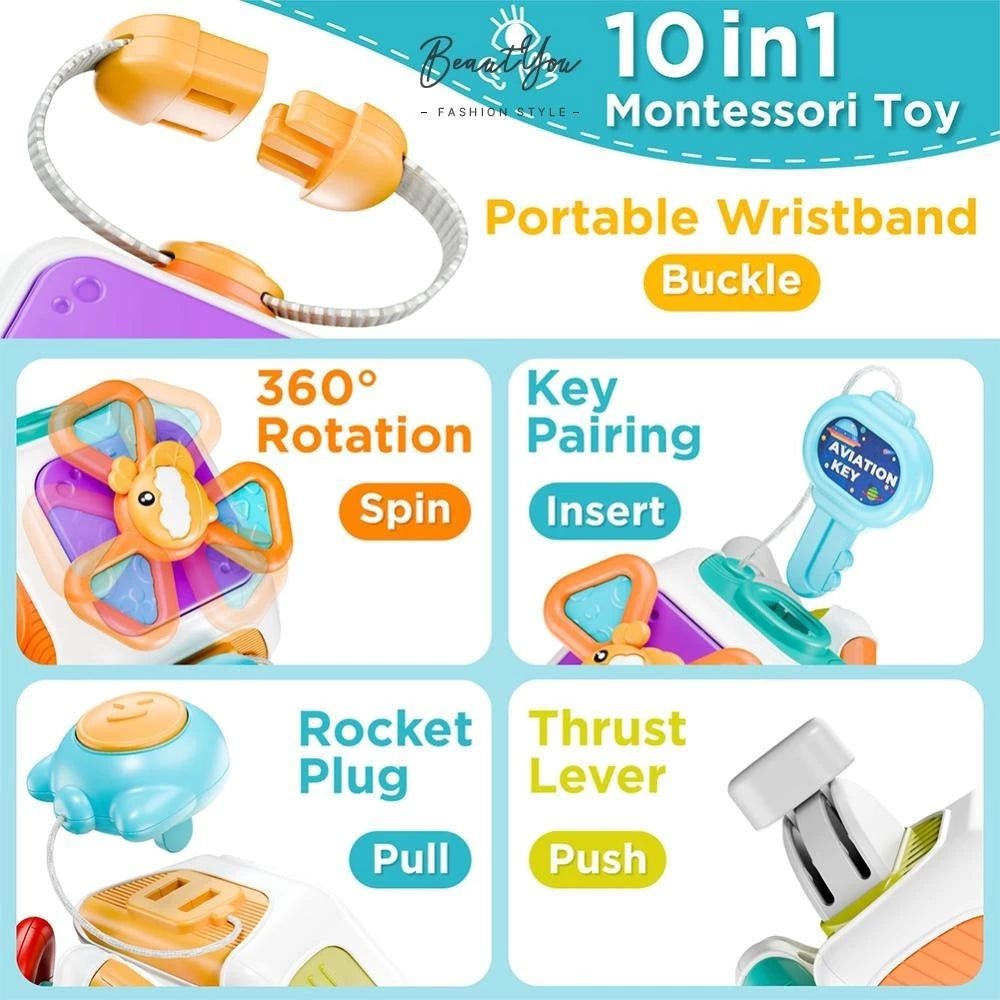 10 Em 1 Baby Busy Board Cube Montessori Brinquedos Sensoriais para Crianças 1-3 Anos