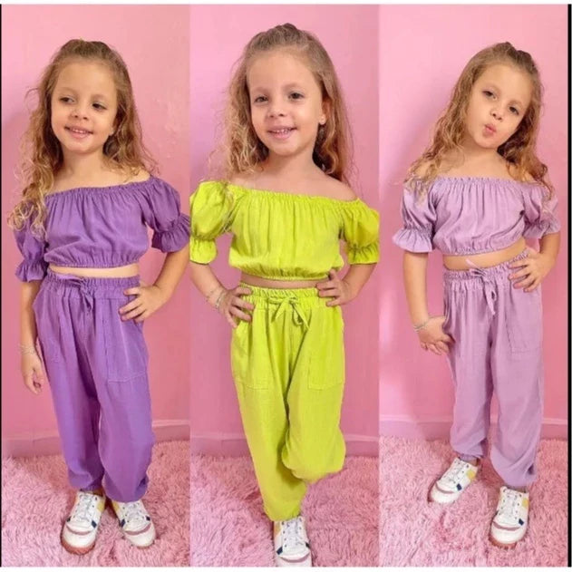 Conjunto Cropped & Calça Menina Blogueirinha - Tia Dani Kids