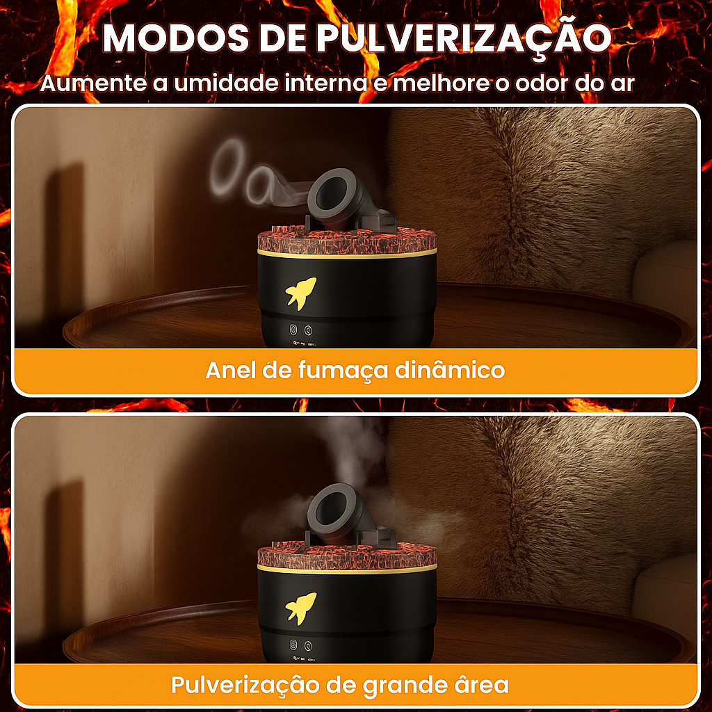 Difusor Canhão 3 em 1 — Névoa, Aroma e Luz para o Seu Relaxamento Perfeito
