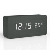 Despertador Digital de Madeira com LED e 3 Alarmes