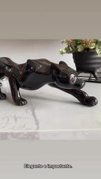 Pantera Negra P Preto Brilho Escultura Luxo Escritório Sala