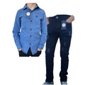 Conjunto Juvenil Jeans Menino Calça jeans + Camisa jeans (manga longa ou curta)