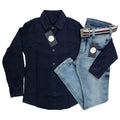 Conjunto Juvenil Jeans Menino Calça jeans + Camisa jeans (manga longa ou curta)