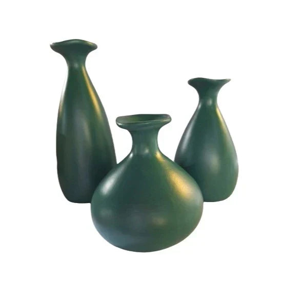 Trio de Vasos Garrafa de Cerâmica Decorativos
