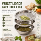 Bacia Raladora 4 em 1 Inox Fatiador e Escorredor