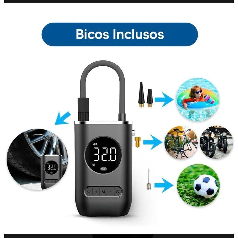 Compressor de Ar Elétrico Portátil Digital – Multiuso e Inteligente