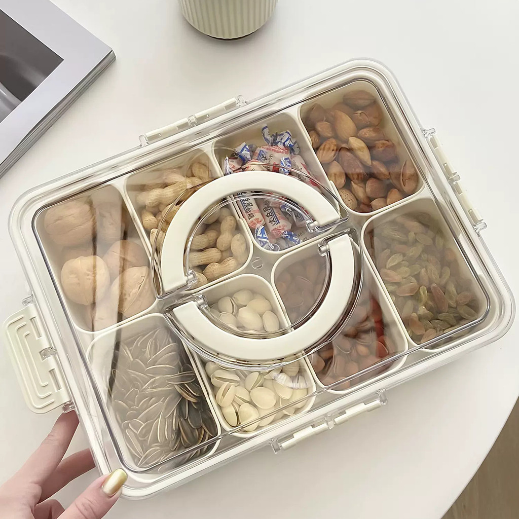 Organizador de Alimento Acrílico Com 8 Divisórias Para Frutas Legumes e Petiscos Transparente