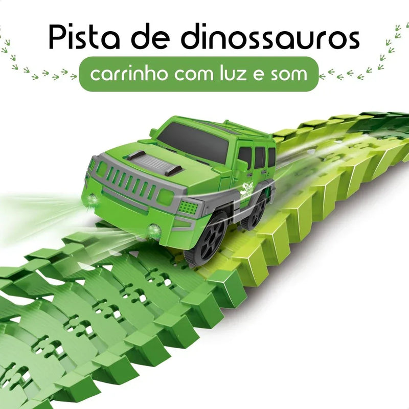 Pista Dinossauro Looping Radical Carrinho Com Luz e Som 217 Peças