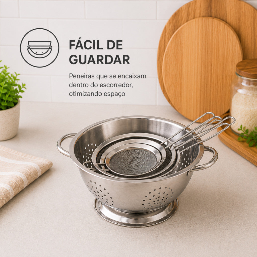 Bacia Raladora 4 em 1 Inox Fatiador e Escorredor