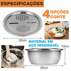Bacia Raladora 4 em 1 Inox Fatiador e Escorredor